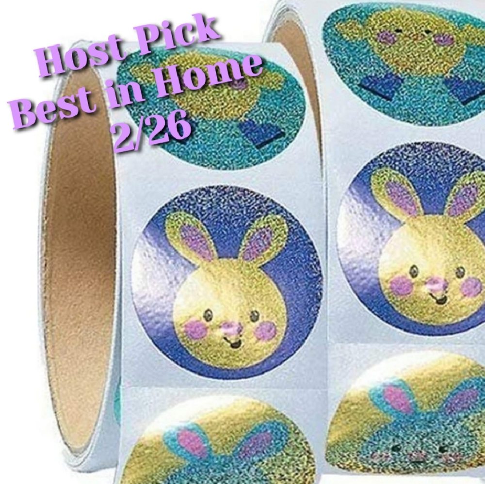 100 1.5"  Stickers Prismatic Easter Bunny & Chick